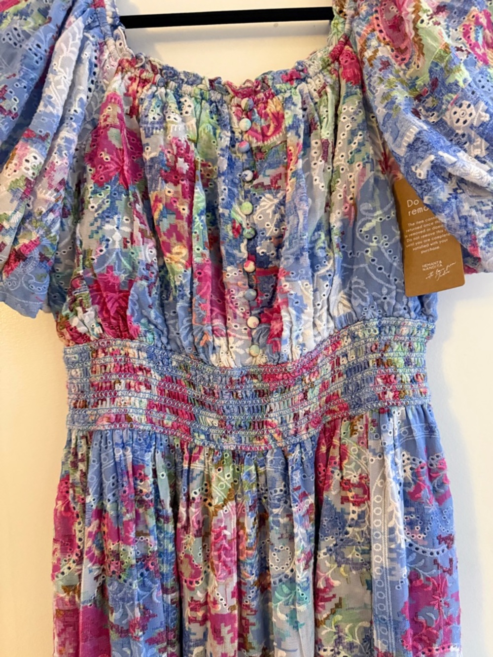 HEMANT & NANDITA Mila Floral & Eyelet Off-The-Shoulder Maxi Dress - Picture 11 of 12
